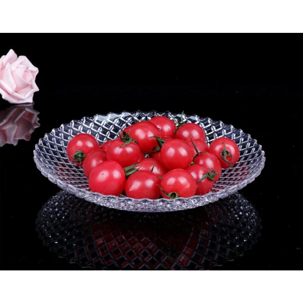 Diamond crystal grid glass fruit plate transparent