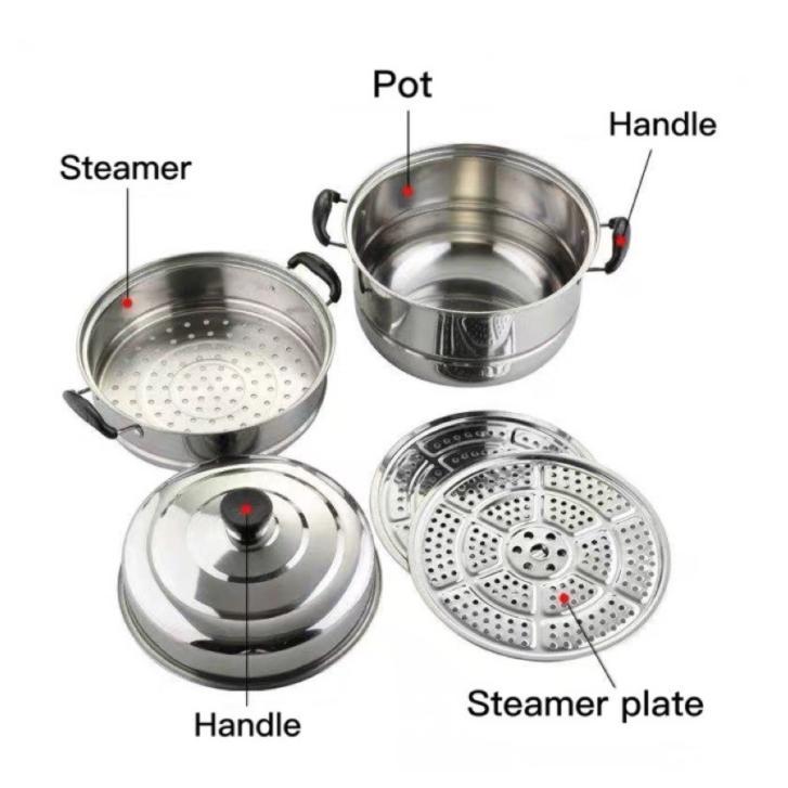 SX 100% High Quality Stainless 28cm Steel Steamer Cookware Multi-functional 2/3 Layers