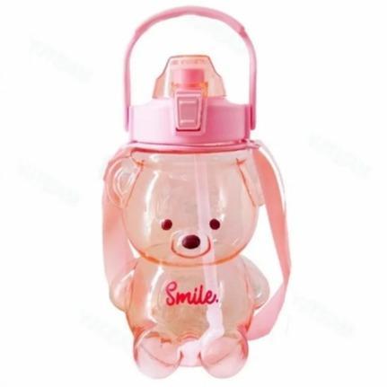1100ml Cute Bear Water Bottle - Portable Tumbler (21cm Lightweight, Leak-Proof)