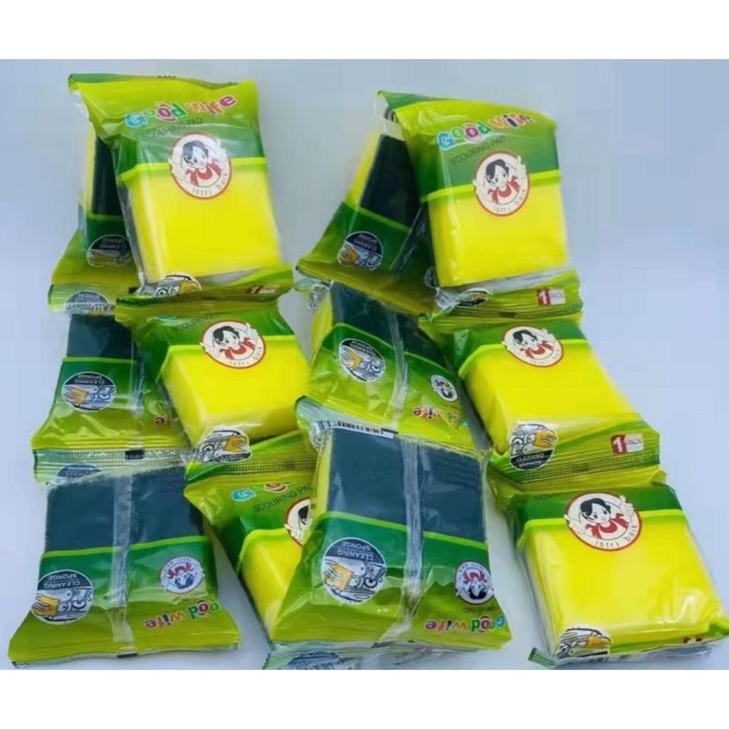 Goodwife Scouring Pad Sponge Set - 6/12pcs Multi-Size (Large & Small) for Kitchen Cleaning, Dishwashing & Stain Removal