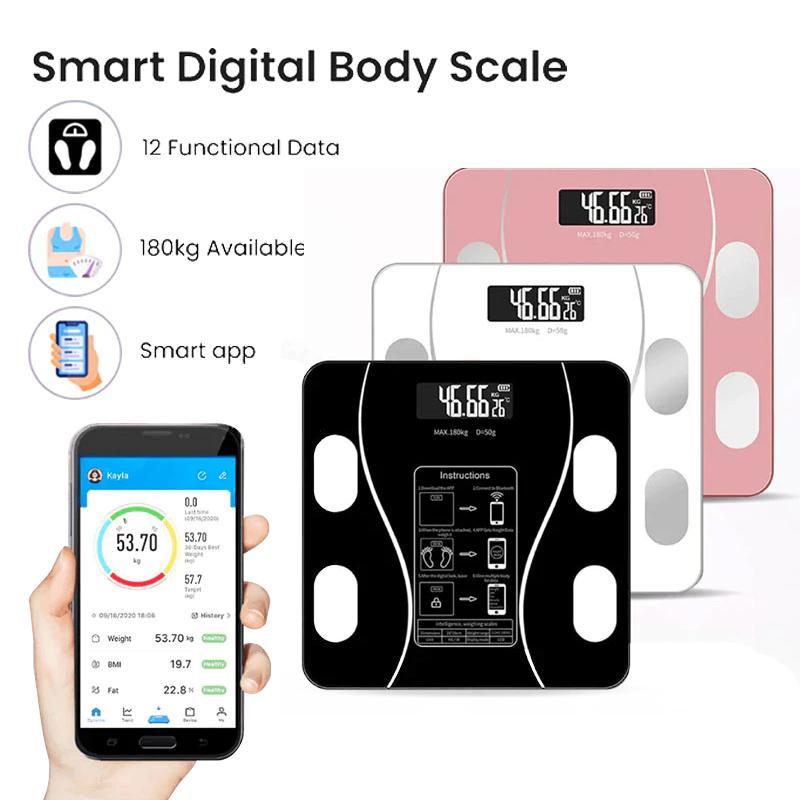 MELEDE  Digital Weighing Scale Human Body Fat Scale Analysis Electronic Smart USB Rechargeable Bathroom Health Monitor