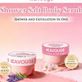 Kavouge Shower Salt Body Scrub - Exfoliating & Moisturizing with Sakura Blossom & Lavender Scents for Smooth Cleansing and Acne Prevention - Daily