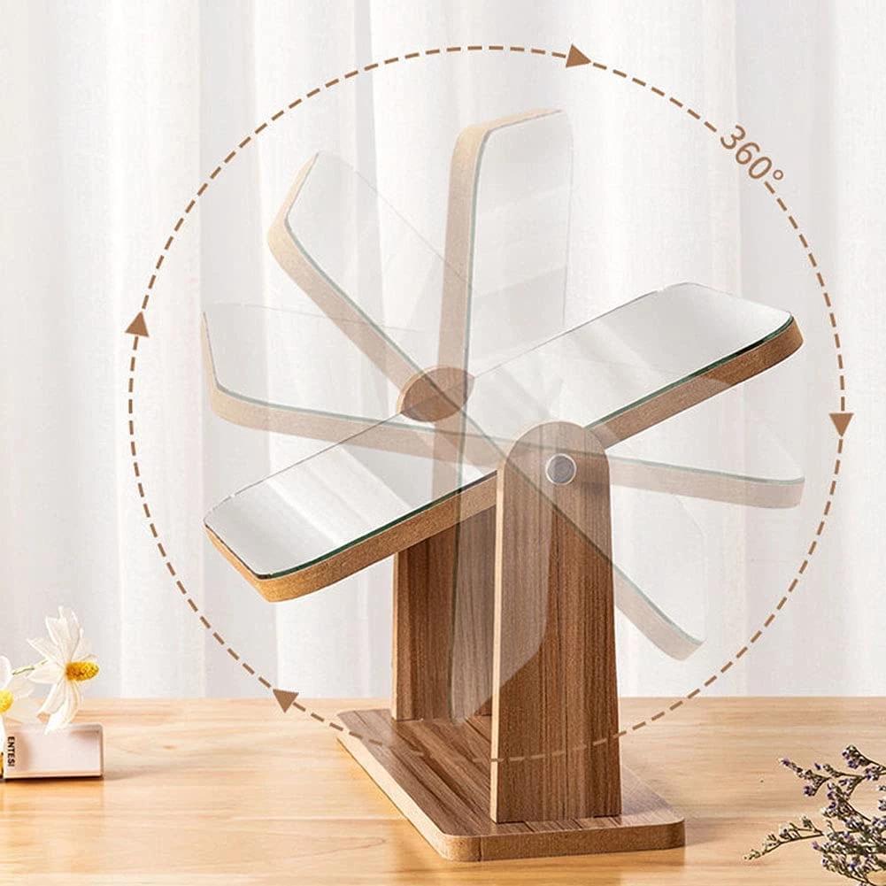 Wooden Mirror 360 Degree Portable Adjustable Table Desk Mirror Stand Bathroom Living Room