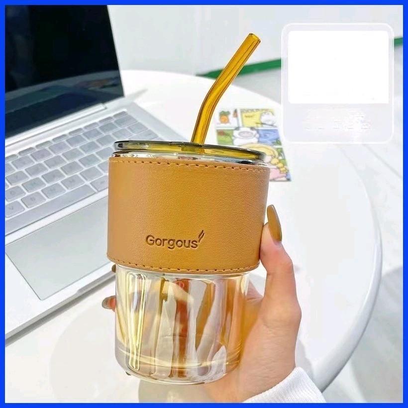Glass Straw Cup Coffee Mug With Lid Tumbler Hot Cold Milktea Cup Water Blind box