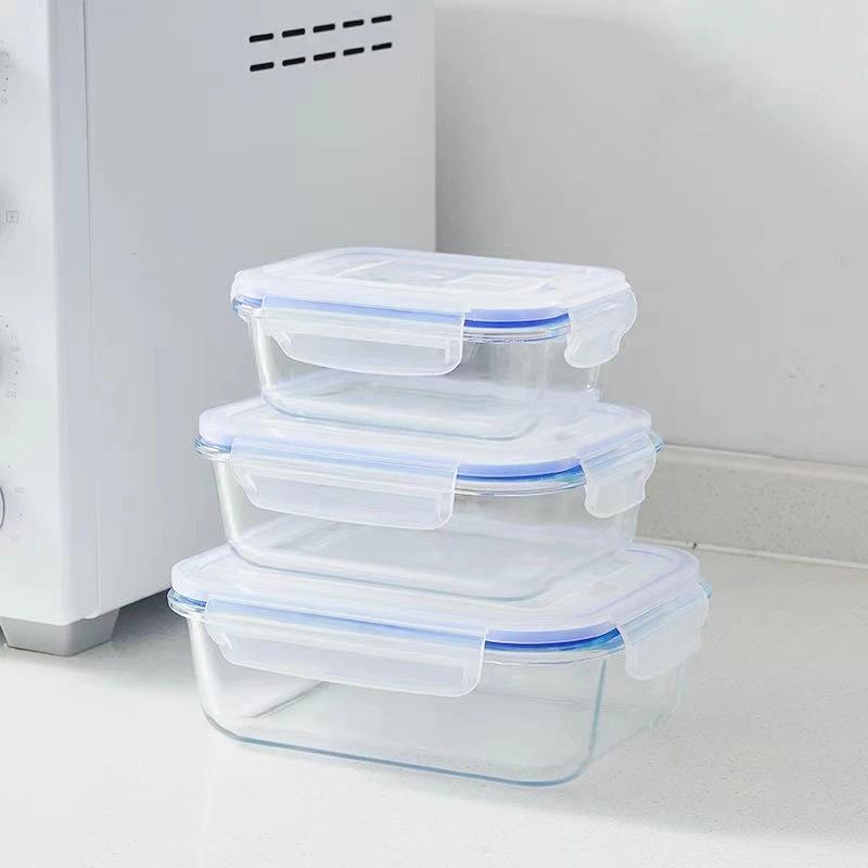 3-PCS Plastic Storage Containers for Food Lunch Bento Box Kids School Dinnerware Set