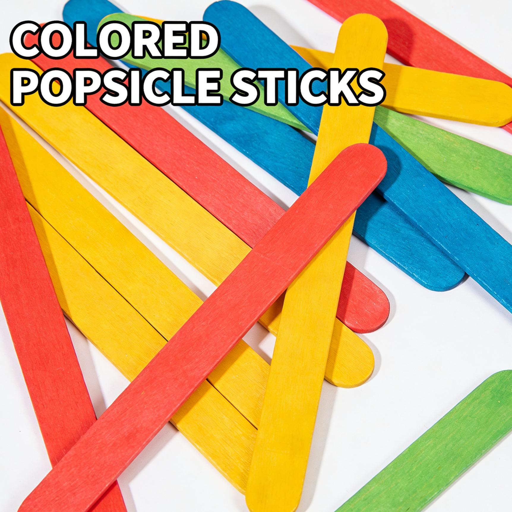 Colorful Popsicle Sticks for DIY Crafts | 1 Pack of Assorted Bright Hues| Rainbow Wooden Craft Sticks