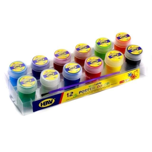 HBW POSTER PAINT 6-COLORS AND 12-COLORS WASHABLE PAINTING AVAILABLE