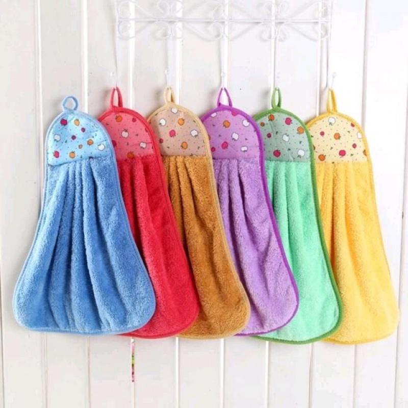 12PCS Microfiber Hand Towel Kitchen and Bathroom Soft Hand Towel Refrigerator Hanging Hangable Absorbent Cleaning