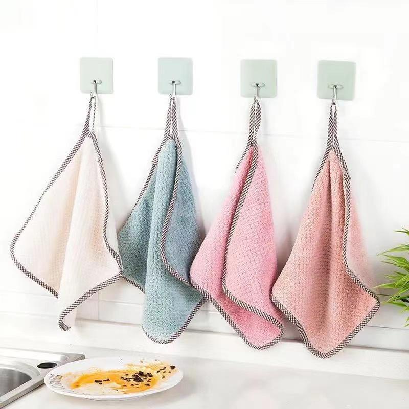HIONE 12PCS SET. Absorbent Microfiber Kitchen Hangable Dish Cloth Cleaning Kitchen Towel Tools