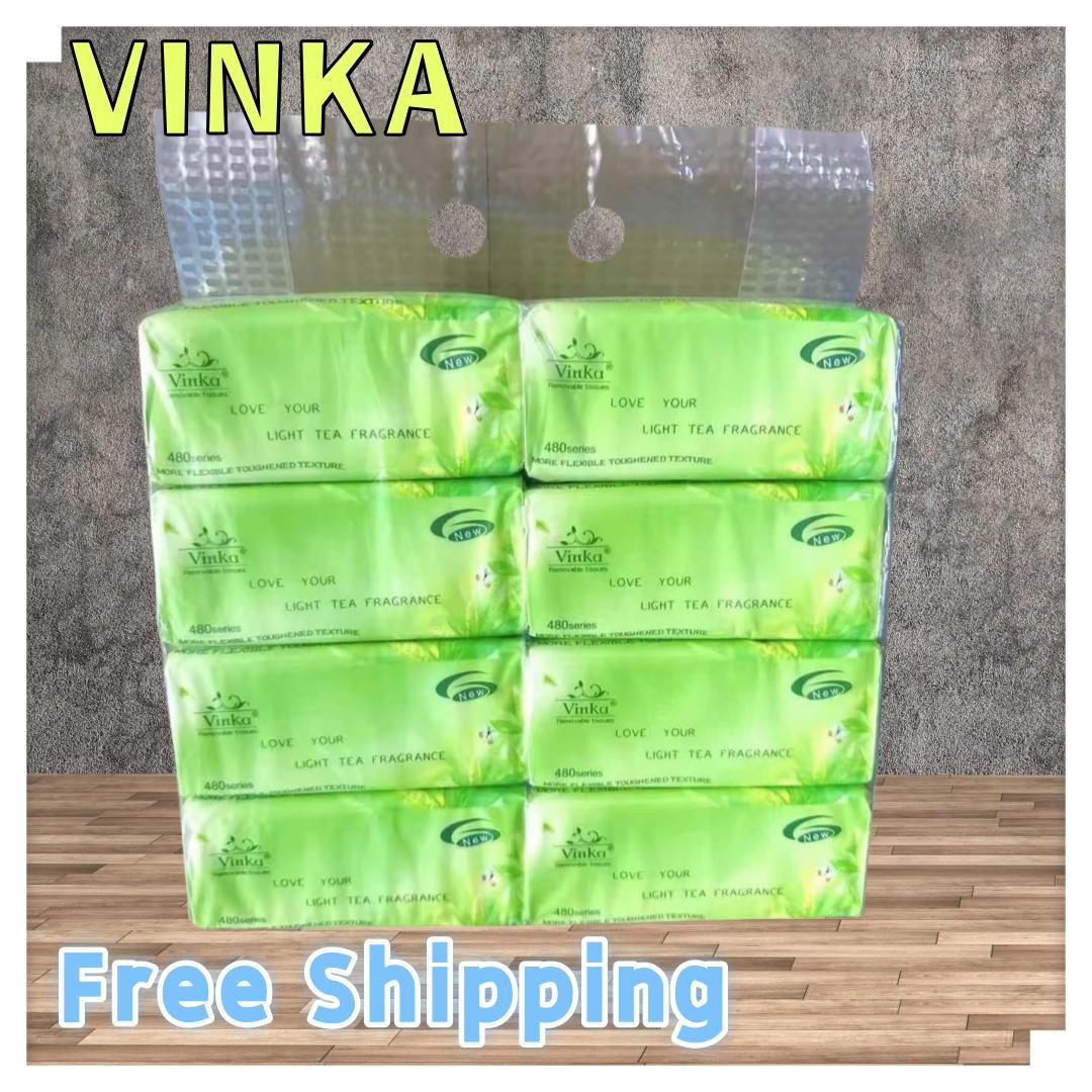 【libreng pagpapadala】Genuine VINKA meal paper，VINKA various packaging style paper towel wholesale, quality napkins, 300sheets, 480sheets, yellow, pink, green, 1pack/8pcs