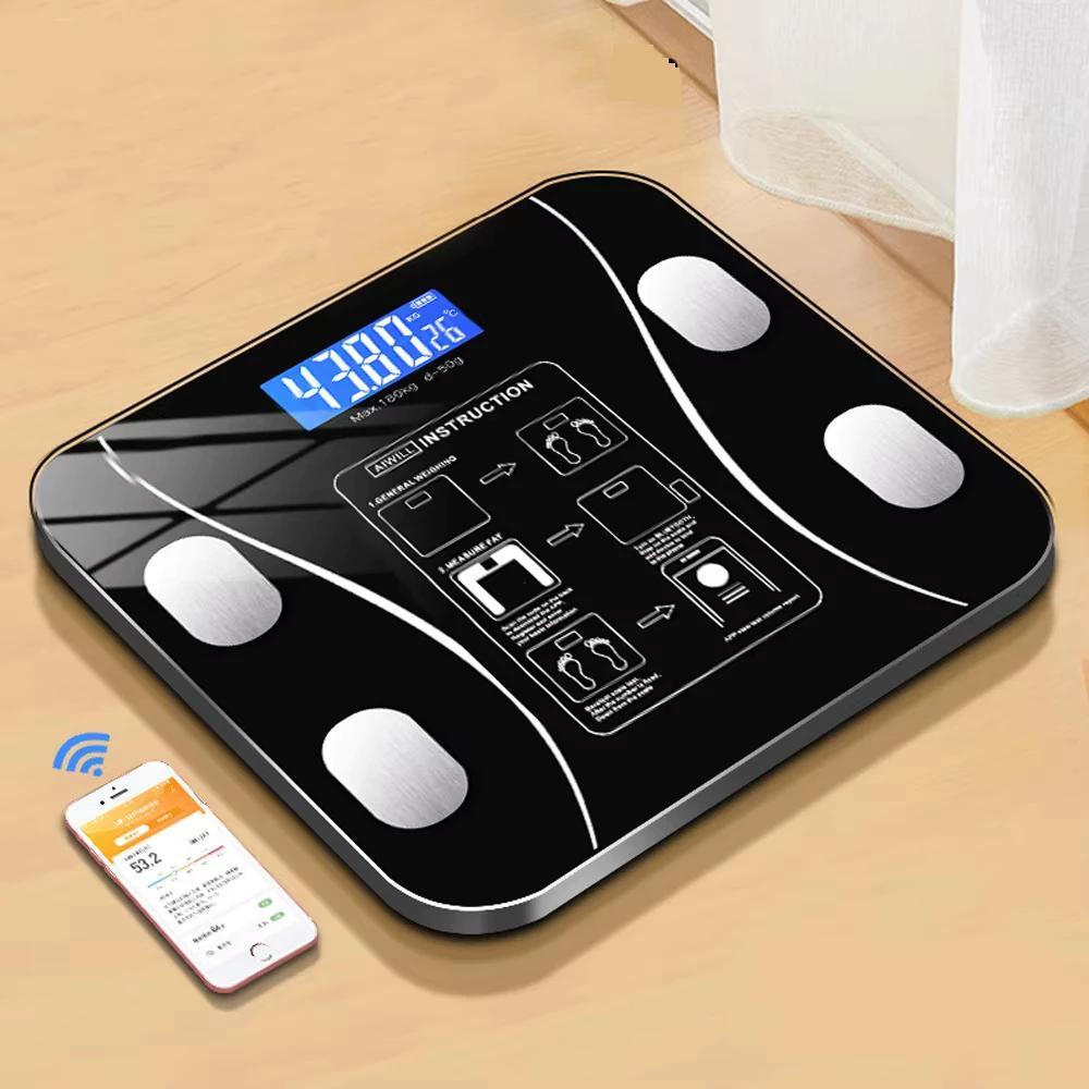 Smart Bluetooth Body Fat Scale - Track Weight Loss & 12 Body Metrics! Rechargeable & APP Sync