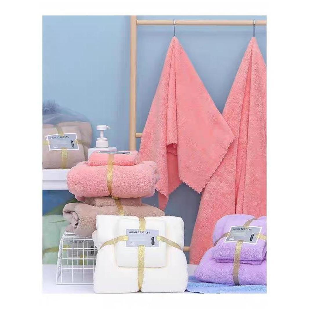 2in1 TOWEL SET (BATH TOWEL + FACE TOWEL) MICROFIBER PLAIN COLOR