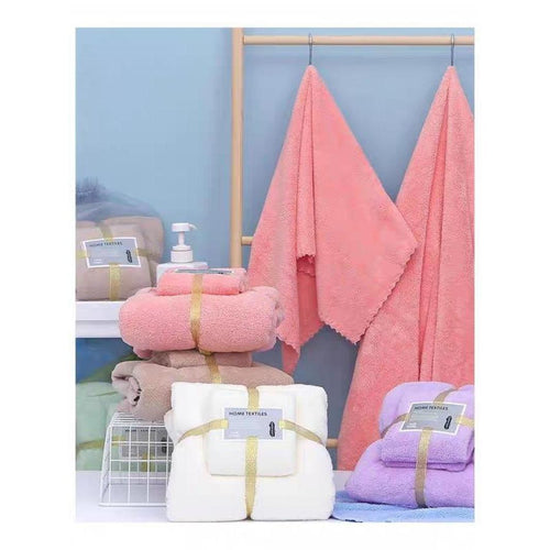 2in1 TOWEL SET (BATH TOWEL + FACE TOWEL) MICROFIBER PLAIN COLOR