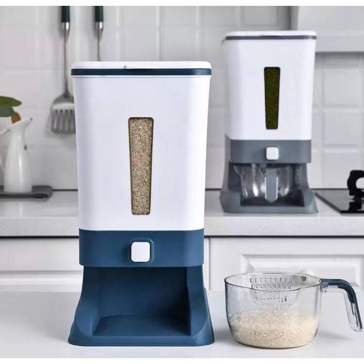 Rice Dispenser Storage Automatic Graduated Plastic Sealed Rice Bucket Storage Box Grain Dispenser Box Japanese-Style Food Container Kitchen Moisture-Proof Rice Barrel Kitchen Decoration Big Sale