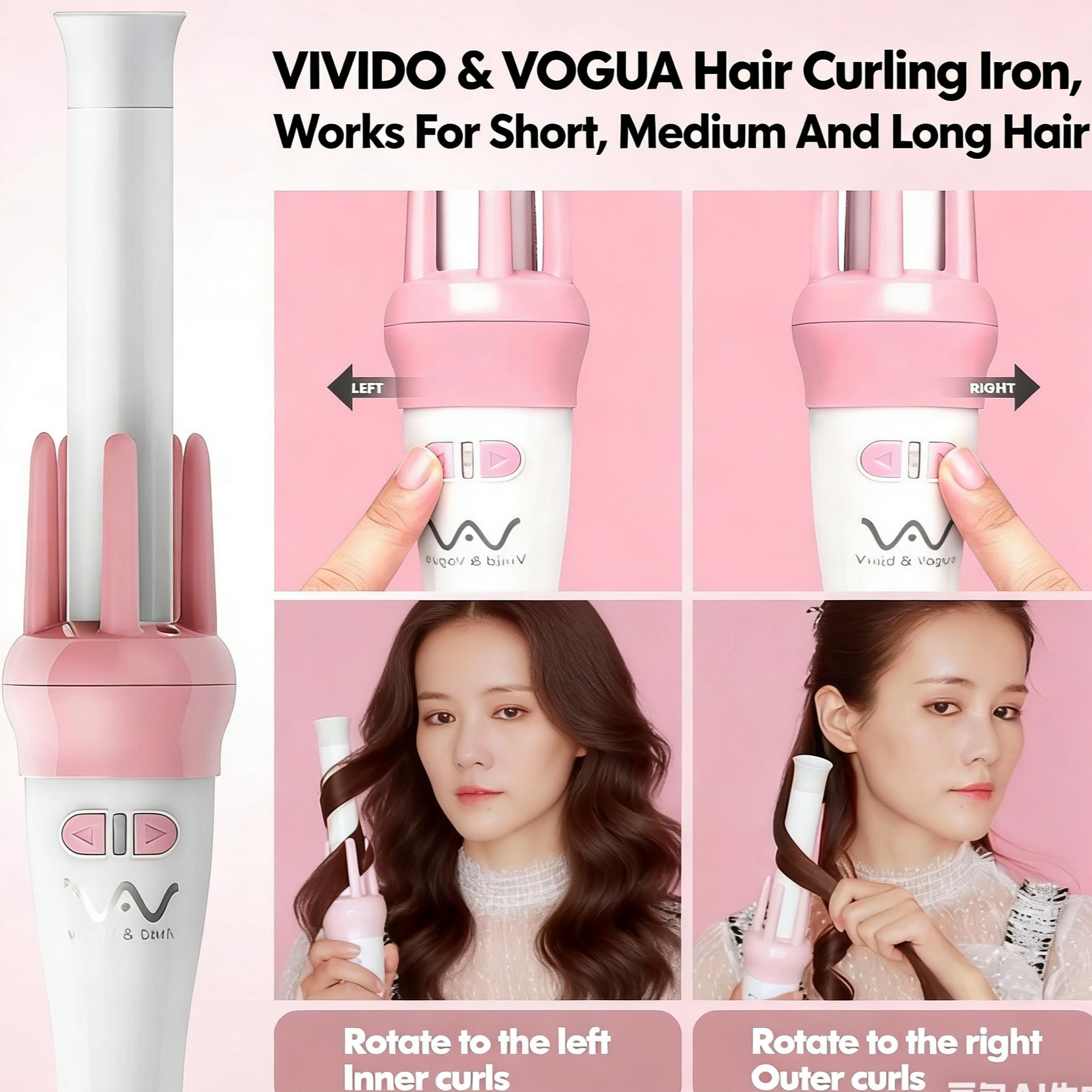 VIVIDO & VOGUA Hair Curling Iron Ceramic Mabilis Uminit na Professional Salon Hair Styling Tool Curler Para sa mga Babae Pinakamabenta PH