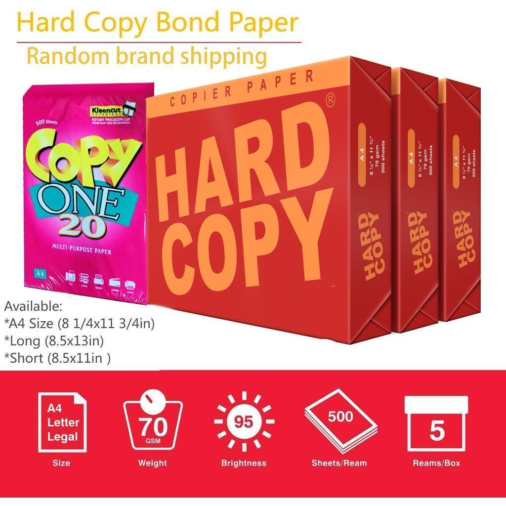 Hard Copy Bond Paper A4 Size 500 Sheets Ultra White 20/70 gsm para sa mga Copier at Inkjet Printer na Jam Free, Mataas na Kalidad ng Office Stationery