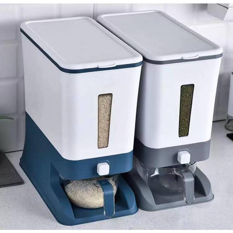 Rice Dispenser Storage Automatic Graduated Plastic Sealed Rice Bucket Storage Box Grain Dispenser Box Japanese-Style Food Container Kitchen Moisture-Proof Rice Barrel Kitchen Decoration Big Sale