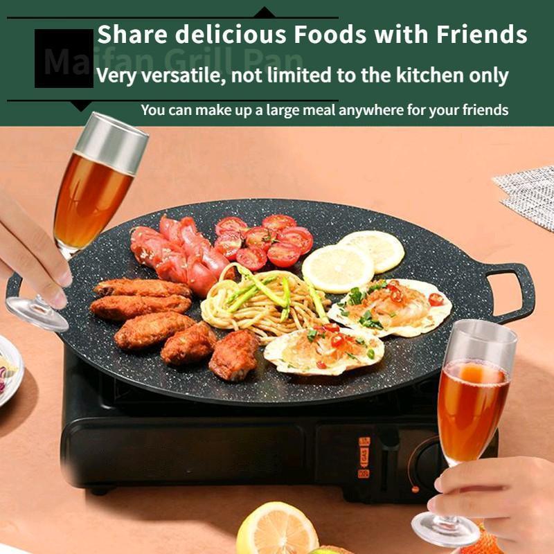 Medical Stone Coated Non-Stick BBQ Pot - Outdoor Camping & Home Use Grill Pan with Smoke-Free Design (3 Sizes) | European Standard PFOA-Free