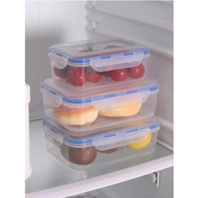 3-PCS Plastic Storage Containers for Food Lunch Bento Box Kids School Dinnerware Set