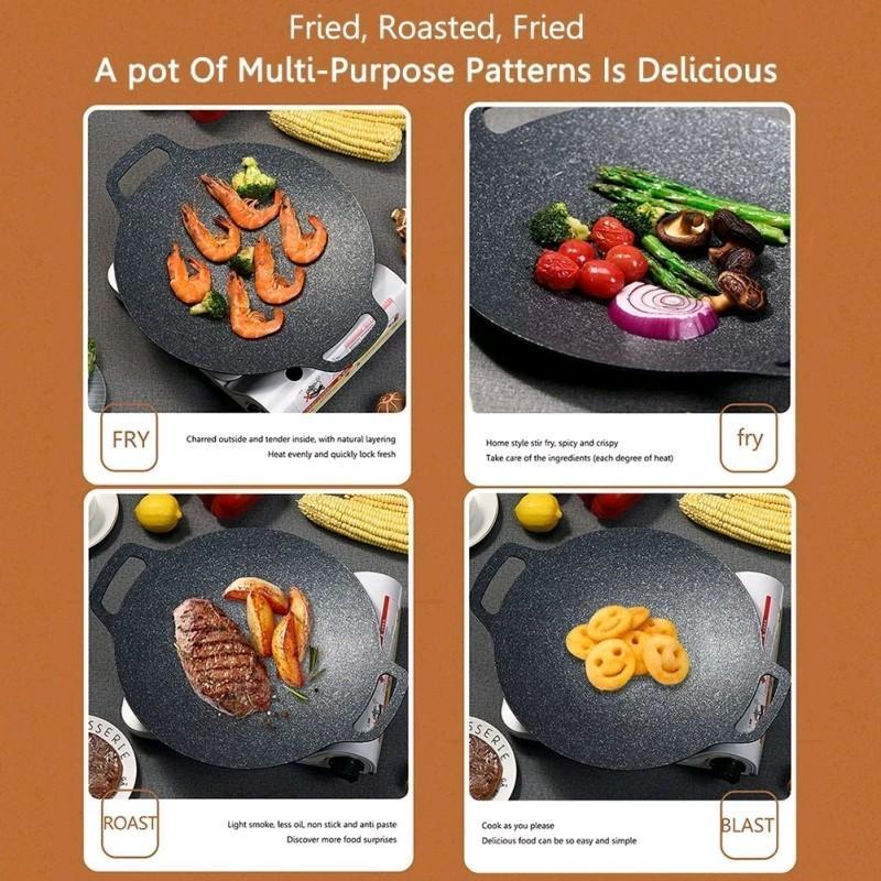 Medical Stone Coated Non-Stick BBQ Pot - Outdoor Camping & Home Use Grill Pan with Smoke-Free Design (3 Sizes) | European Standard PFOA-Free