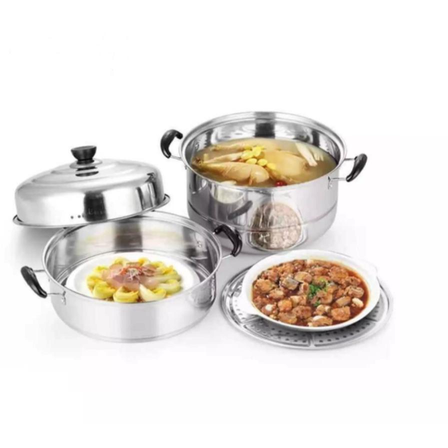 SX 100% High Quality Stainless 28cm Steel Steamer Cookware Multi-functional 2/3 Layers
