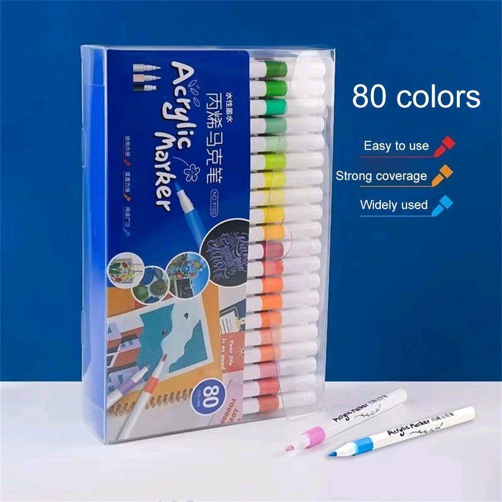 60-Color Acrylic Marker Set for Kids & Artists - Non-Toxic, Washable, Vibrant Colors | Perfect for Drawing, Painting, DIY Crafts (Multi-Surface Use)