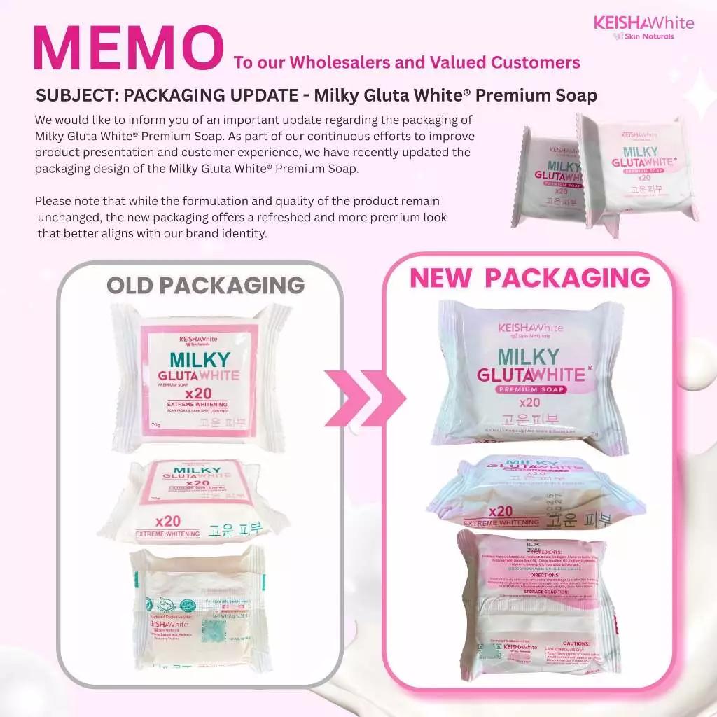 MILKY GLUTA WHITE X 20 EXTREME WHITENING SOAP For Woman Dark Spot, Scars, Pimple BY KEISHA