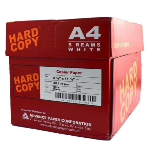 Hard Copy Bond Paper A4 Size 500 Sheets Ultra White 20/70 gsm for Copiers Inkjet Printers Jam Free High Quality Office Stationery