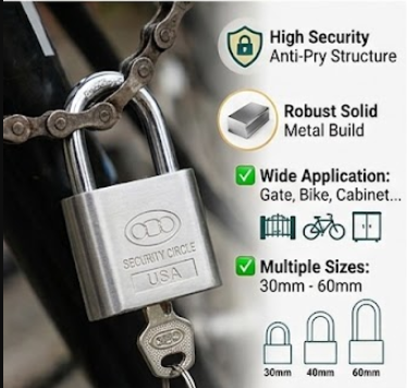 Heavy Duty Anti-Theft Padlock Long & Short Shackle (30/40/50/60mm)