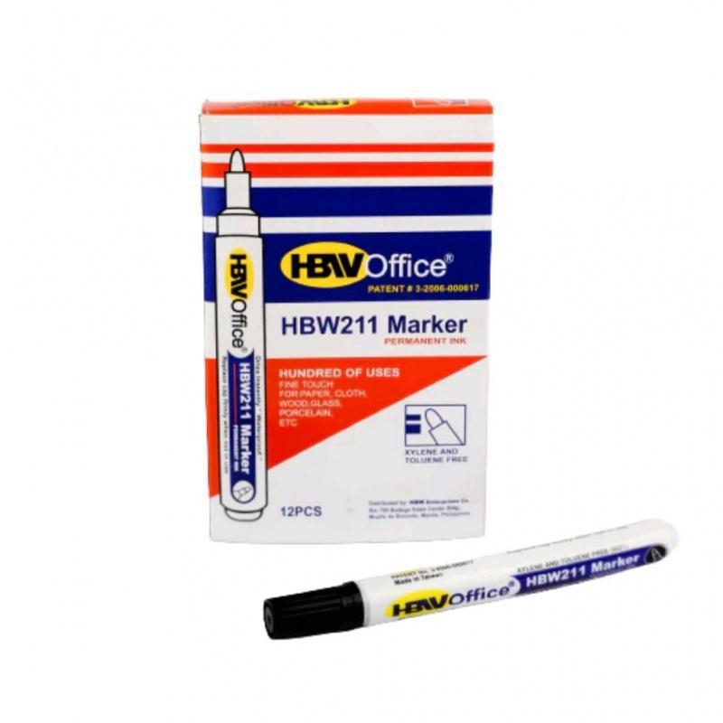 HBW Permanent Marker 12pcs - Fine Touch, Quick Drying, Permanent Marking for Paper, Wood, Glass, and Porcelain