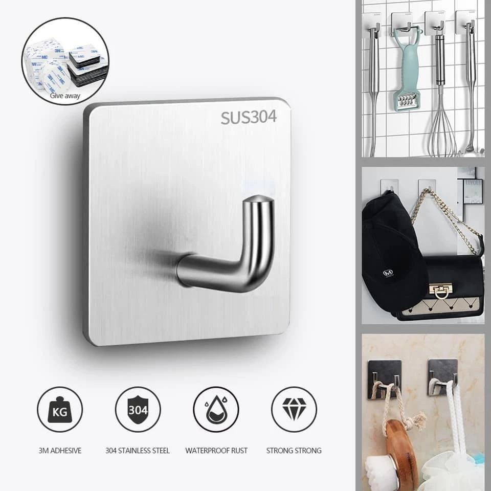 12-Pack Stainless Steel Wall Hooks - Heavy Duty Adhesive Hanging Hooks for Home