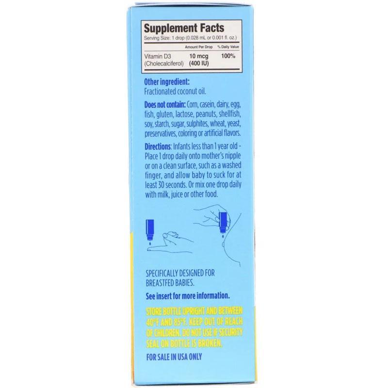 【Dari-BabyShop】Ddrops Baby 400 IU Vitamin D 90 drops 2.5ml-From America（EXP：MAR.2028）