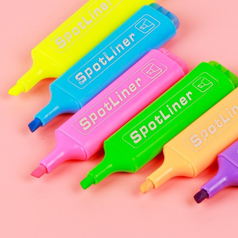 4-PCS Per Pack--3/6pack Set Highlighters Oblique Spotliner Text Marker Pens for Doodle School Office Supplies