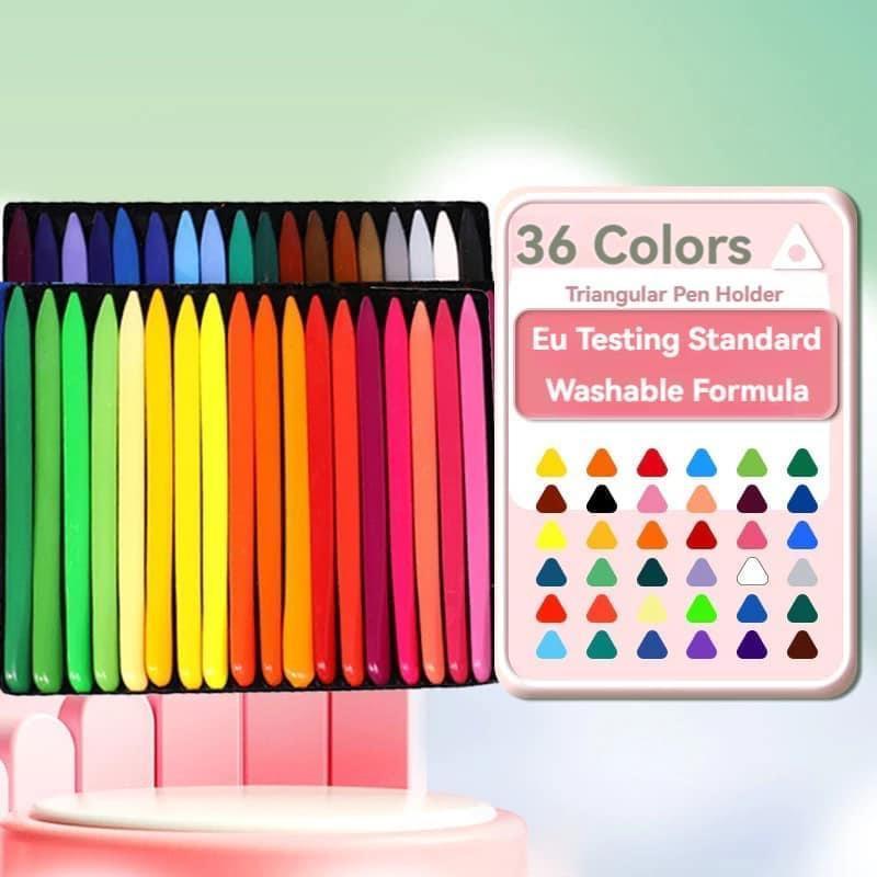 Children's hands-free Crayon 24/36 color triangular plastic wax pen, washable