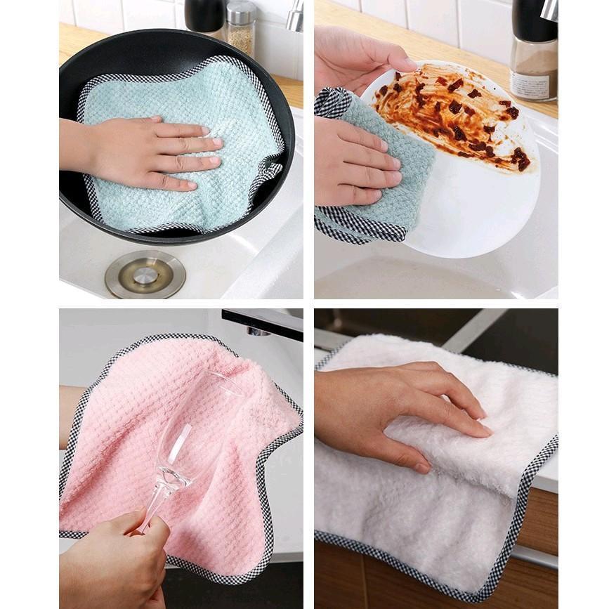 12pcs Kitchen Dish Towel Reusable Absorbent coral velvet cleaning cloth hand towel