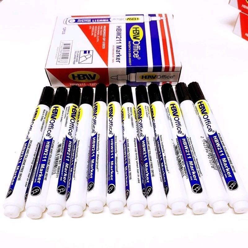HBW Permanent Marker 12pcs - Fine Touch, Quick Drying, Permanent Marking for Paper, Wood, Glass, and Porcelain