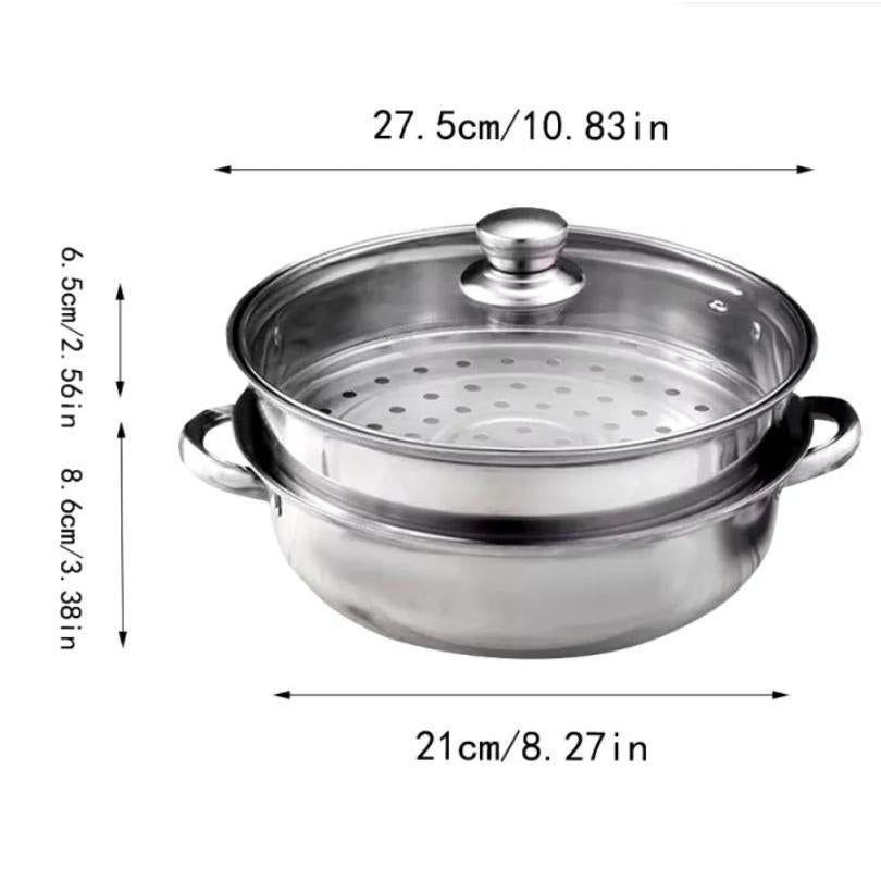 SX 100% High Quality Stainless 28cm Steel Steamer Cookware Multi-functional 2/3 Layers
