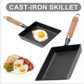 Square Cast-Iron Skillet / Non-Stick Square Frying Pan with Wooden Handle (Tamagoyaki/Omelette Pan)——1pc