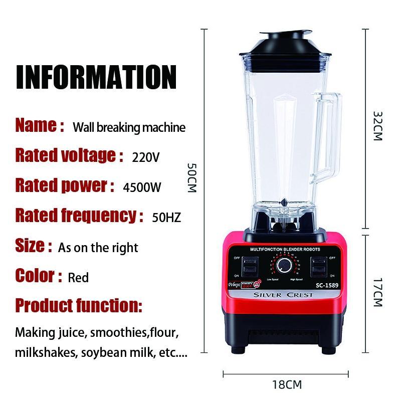 2L Commercial Grade Heavy Duty Blender High Speed Multifunctional Grinder Juicer for Restaurant Smoothie Shop Home Kitchen