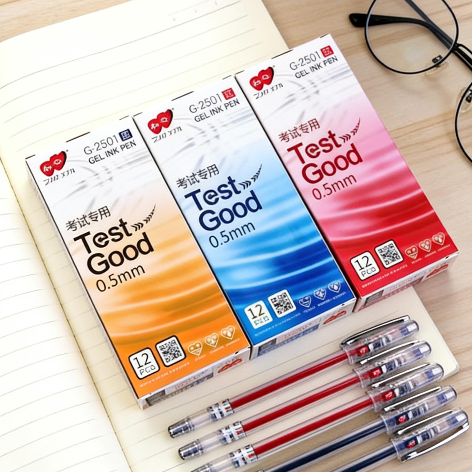 TEST GOOD 0.5mm Gel Pen | Panturok na Makinis na Pagsulat (12 piraso/kahon) | Limitadong Oras na Mainit na Benta– Itim/Asul/Pula para sa Paaralan at Opisina