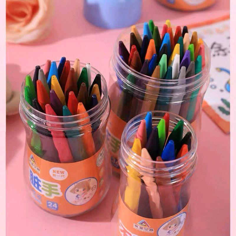 12/24/36 pcs Plastic Crayons for Kids - Washable, Non-Toxic, Safe Coloring - Di Nagdudumi sa Kamay (Not Dirty Hands) | Art Supplies