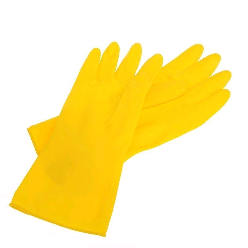 Yellow Rubber Gloves Latex Reusable Dishwashing Laundry Gloves Cleaning Gloves