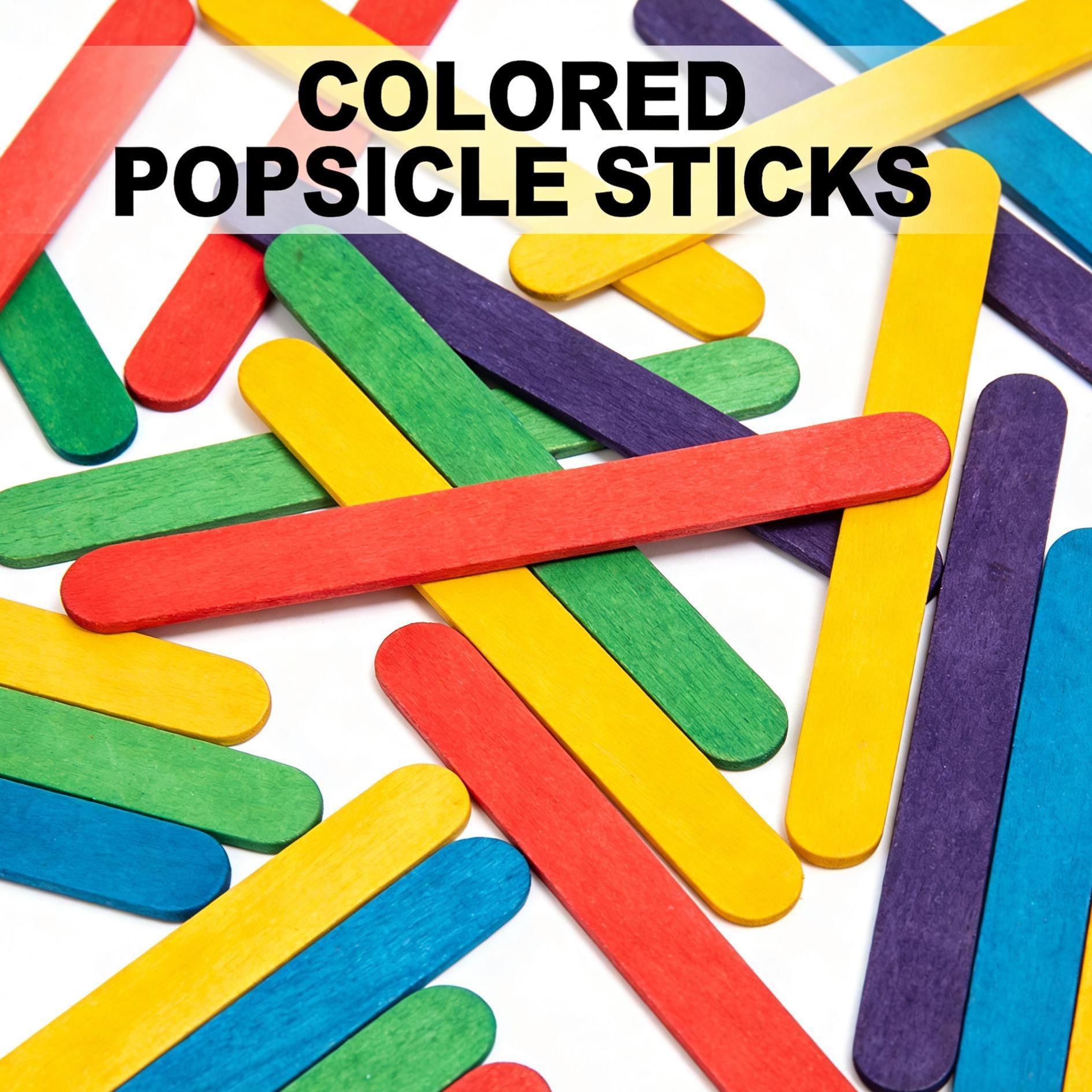 Colorful Popsicle Sticks for DIY Crafts | 1 Pack of Assorted Bright Hues| Rainbow Wooden Craft Sticks