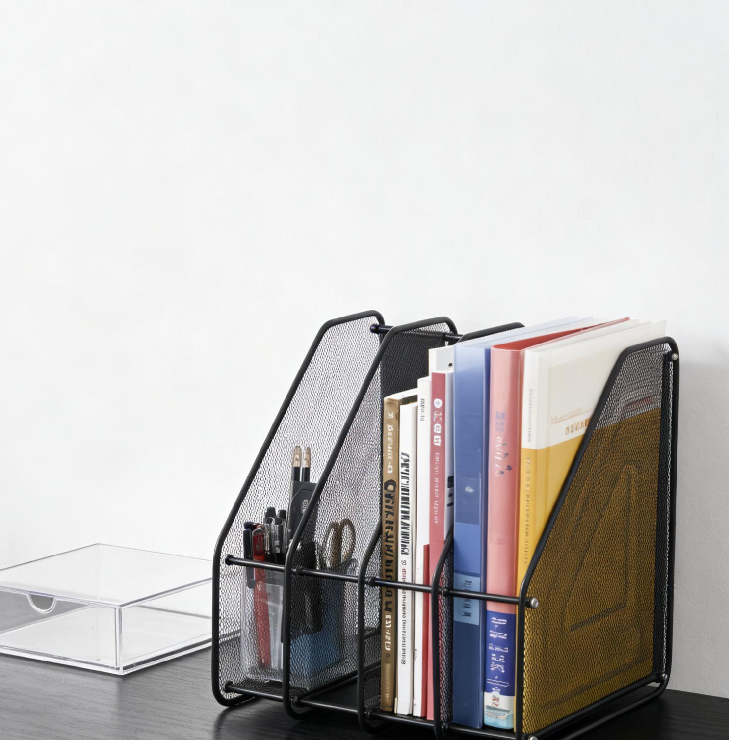 Multi-Functional 4-Tier File Organizer (Black Metal) | Document & Stationery Holder