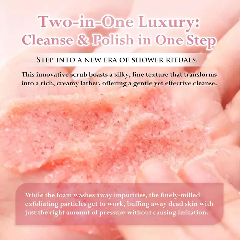 Kavouge Shower Salt Body Scrub - Exfoliating & Moisturizing with Sakura Blossom & Lavender Scents for Smooth Cleansing and Acne Prevention - Daily