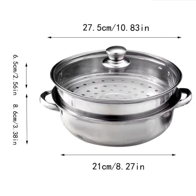 SX 100% High Quality Stainless 28cm Steel Steamer Cookware Multi-functional 2/3 Layers