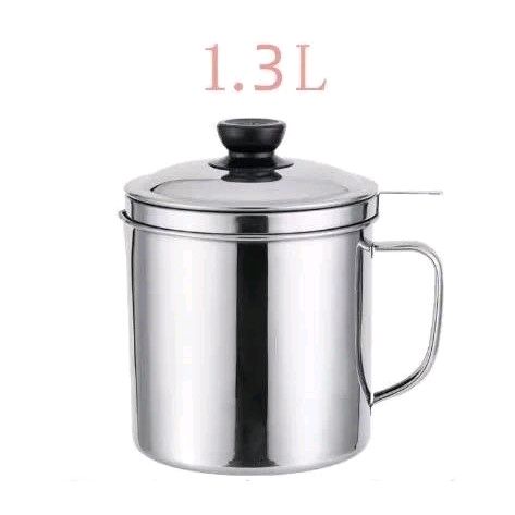 1.3L Stainless Steel Oil Filter Pot with Lid - Fine Mesh Strainer for Cooking, Frying & Edible Oil Storage | Rustproof & Easy to Clean