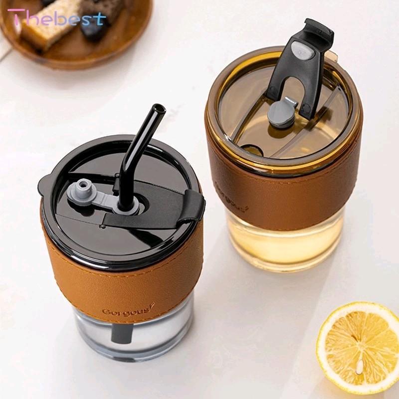 Glass Straw Cup Coffee Mug With Lid Tumbler Hot Cold Milktea Cup Water Blind box