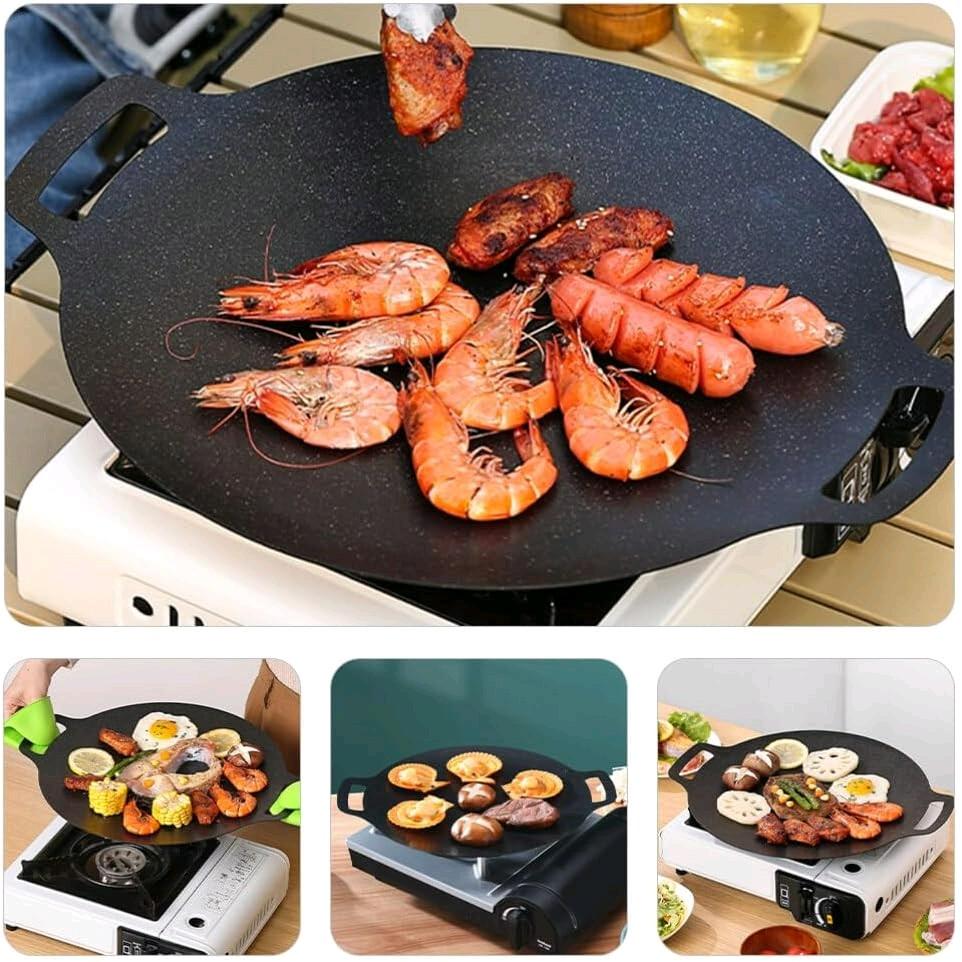 BBQ Griddle Grill Pan non-stick Barbecue Pan suitable for induction cooker Stone Baking Pan 30CM/34CM/38CM