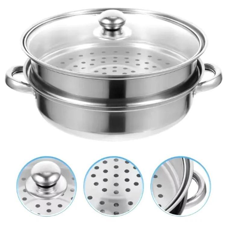 SX 100% High Quality Stainless 28cm Steel Steamer Cookware Multi-functional 2/3 Layers